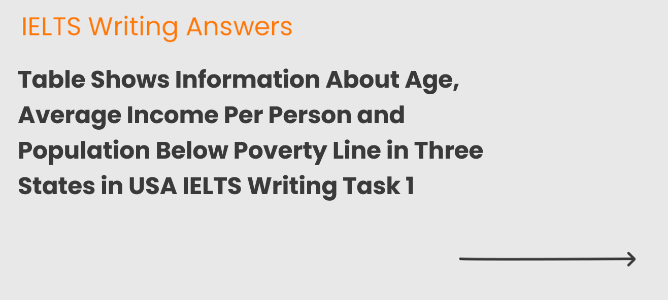 Table Shows Information About Age, Average Income Per Person and Population Below Poverty Line in Three States in USA IELTS Writing Task 1